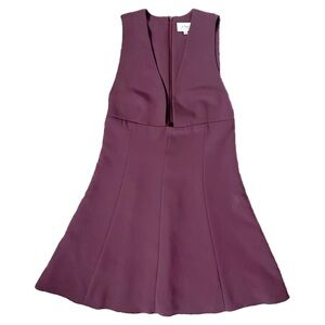 Aritzia Wilfred Plum Burgundy Sleeveless Deep V Cocktail Mini Dress - Like New